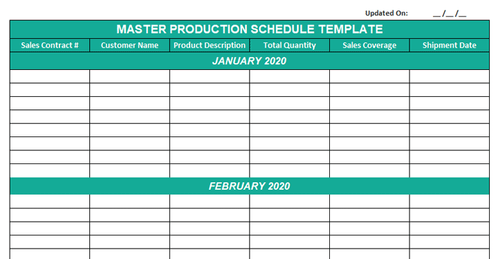 Master Production Schedule Template