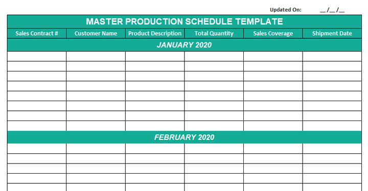 manufacturing excel templates