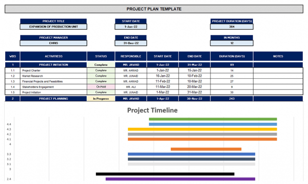 Project Plan Template Excel 