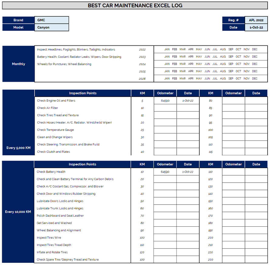 Best Free Fleet Maintenance Spreadsheet Excel Fleet Service Logs